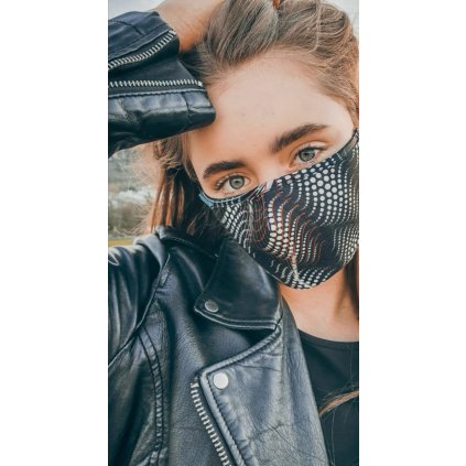 JK Klett Designer cotton face mask matrix – Black and white