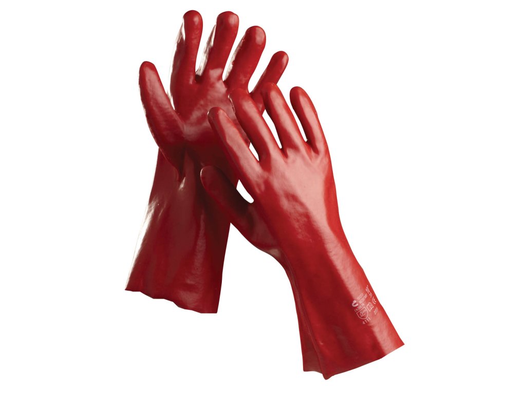 Pracovní rukavice šité máčené v PVC REDSTART
