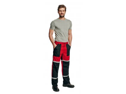 Montérkové kalhoty do pasu TAYRA červeno-černá