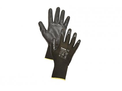 Pracovní rukavice pletené bezešvé polyesterové máčené v nitrilu TURNSTONE černá