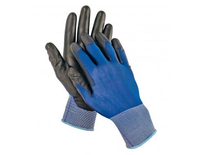Pracovní rukavice ultratenký nylonový úplet máčené v polyuretanu SMEW modrá-černá