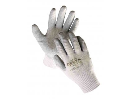 Pracovní rukavice pletené bezešvé nylonové polomáčené v latexu DIPPER šedá
