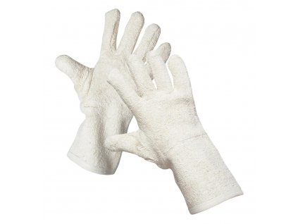 Pracovní rukavice šité s manžetou froté bavlna LAPWING délka 35 cm bílá