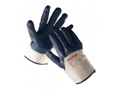 Pracovní rukavice šité máčené v nitrilu RUFF