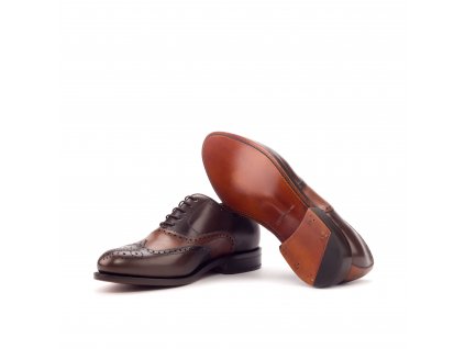 Full Brogue Goodyear Welted Painted Calf Dark Brown And Cognac Ang9