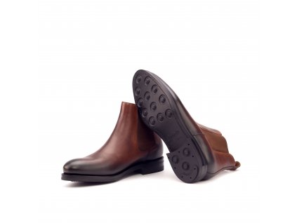 Chelsea Boot Goodyear Welted Light Burnishing Painted Calf Med Brown Ang9