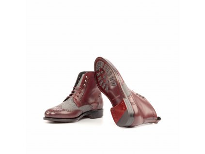 Military Boot Goodyear Welted Painted Calf Burgundy Flannel Light Grey Ang9 (1)