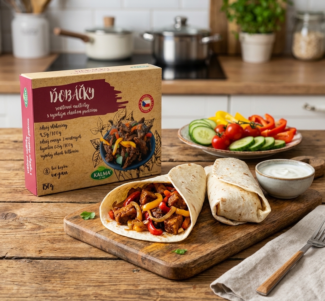 Ďobáčky v tortille se svěží zeleninou a jogurtovým dipem