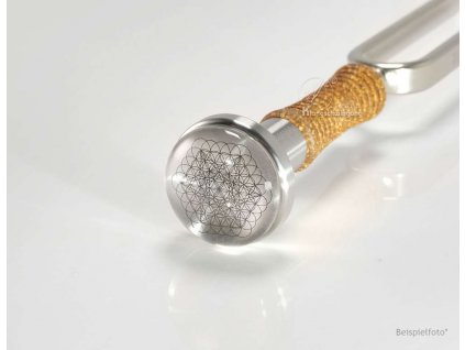 Blume des Metatron Bergkristall 25mm Stahl Stimmgabelaufsatz tuningfork gemfoot KS 1a ml