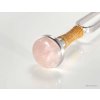 Rosenquarz 30mm Stahl Tuningfork Gemfoot Stimmgabel Aufsatz Edelstein Klangschwingung X1c ml