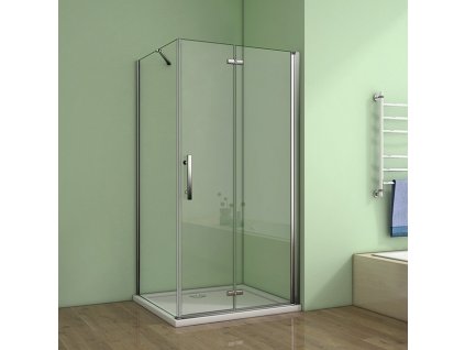H K - Čtvercový sprchový kout MELODY B8 90x90 cm se zalamovacími dveřmi včetně sprchové vaničky z litého mramoru SE-MELODYB89090/SE- ROCKY9090