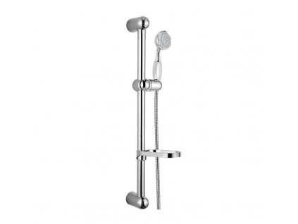 MEREO - Sprchová souprava, pětipolohová sprcha, dvouzámková hadice, stavitelný držák, mýdlenka, plast/chrom CB900A