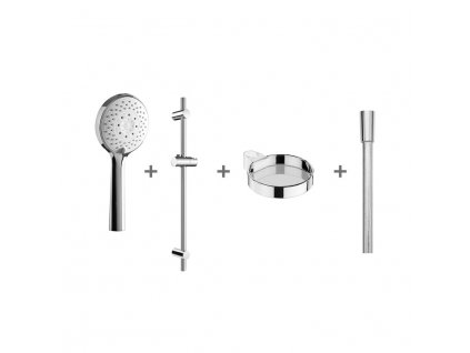 JIKA Cubito pure - sprchová sada, Ø 130 mm, 4 funkce, sprchová tyč, mýdelník chrom, sprchová hadice, chrom (H3651X00044721)