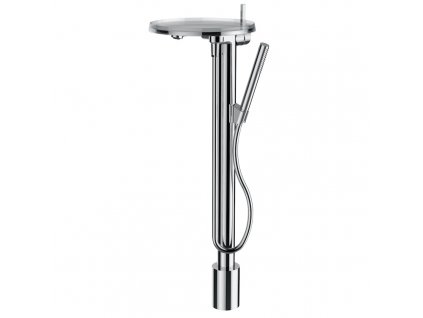 Kartell LAUFEN - vanová páková baterie (disk), montáž na podlahu, včetně syntetické sprchové hadice 1250 mm a ruční sprchy twinstick, průtok 9,5 l/min (měřeno u ruční sprchy), vč. 1 plastového disku v provedení transparent, chrom (H3213310041211)