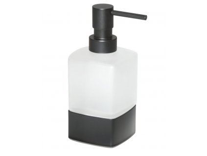 Gedy - LOUNGE dávkovač mýdla na postavení, 280 ml, mléčné sklo, černá mat 545514