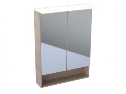 Geberit Acanto zrcadlová skříňka s osvětlením 60x21,5x83 cm, CEE 7/16, melaminová dřevěná struktura, dveře dub Mystic (500.644.00.2)