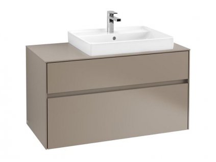 Villeroy & Boch Collaro skříňka pod umyvadlo, 100x5x54,80 cm, otvor vpravo, 2x zásuvka, Truffle Grey (C01800VG)