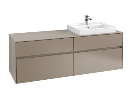 Villeroy & Boch Collaro skříňka pod umyvadlo, 160x50x54,8 cm, otvor vpravo, 4x zásuvka, Truffle Grey (C02300VG)