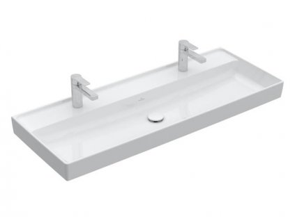 Villeroy & Boch Collaro umyvadlo 120x47 cm, 2 otvory pro baterii, bez přepadu, bílá Alpin (4A33C101)