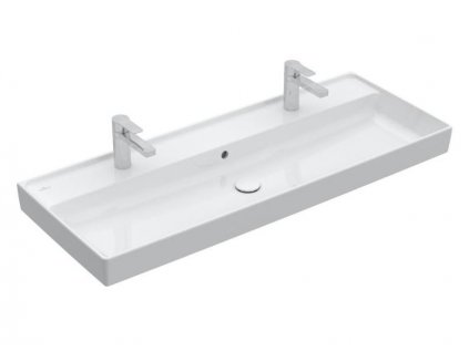 Villeroy & Boch Collaro umyvadlo 120x47 cm, 2 otvory pro baterii, s přepadem, bílá Alpin (4A33C401)