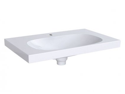 Geberit Acanto umyvadlo s odkládací plochou a krytem odpadního ventilu 75x48,2 cm, s otvorem pro baterii, se skrytým přepadem, bílá (500.630.01.2)