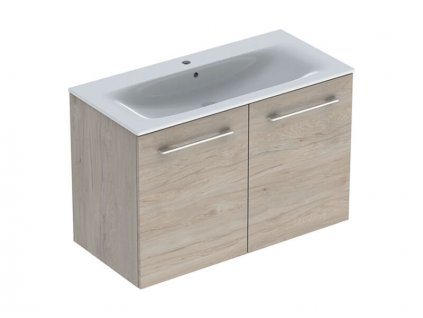 Geberit Selnova Square skříňka s umyvadlem 100x48x65,2 cm, 2x dvířka, světlý ořech hickory (501.263.00.1)