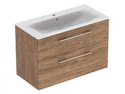 Geberit Selnova Square skříňka s umyvadlem 100x48x65,2 cm, 2x zásuvka, ořech hickory (501.246.00.1)