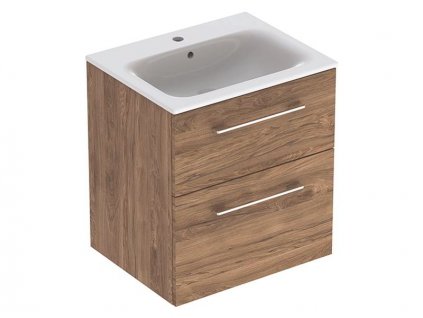 Geberit Selnova Square skříňka s umyvadlem 60x48x65,2 cm, 2x zásuvka, ořech hickory (501.238.00.1)