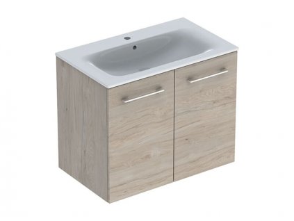 Geberit Selnova Square skříňka s umyvadlem 80x48x65,2 cm, 2x dvířka, světlý ořech hickory (501.259.00.1)