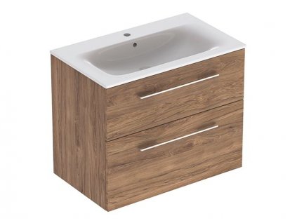 Geberit Selnova Square skříňka s umyvadlem 80x48x65,2 cm, 2x zásuvka, ořech hickory (501.242.00.1)