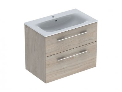 Geberit Selnova Square skříňka s umyvadlem 80x48x65,2 cm, 2x zásuvka, světlý ořech hickory (501.243.00.1)