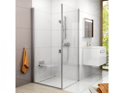 Ravak Chrome pevná stěna CPS, 88-90x195 cm, lesklý hliník, dekor transparent (9QV70C00Z1)