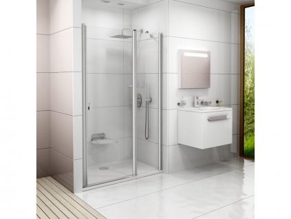 Ravak Chrome sprchové dveře CSD2, 107,5-110,5x195 cm, satin, dekor transparent (0QVDCU00Z1)