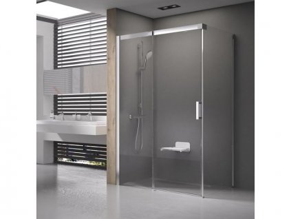 Ravak Matrix čtyřúhelníkový sprchový kout MSDPS, 108,5-110,5x78,5-80,5x195 cm, levá, satin, dekor transparent (0WLD4U00Z1)