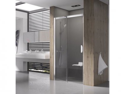 Ravak Matrix sprchové dveře MSD2, 117,5-121,5x195 cm, levá, lesklý hliník, dekor transparent (0WLG0C00Z1)