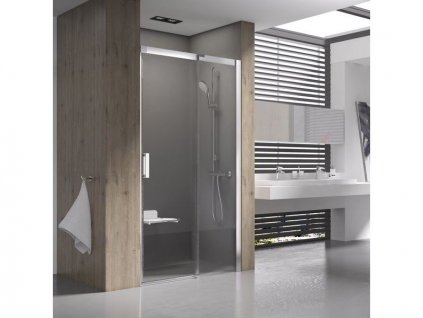 Ravak Matrix sprchové dveře MSD2, 97,5-101,5x195 cm, pravá, lesklý hliník, dekor transparent (0WPA0C00Z1)