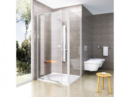 Ravak Pivot pevná stěna PPS, 77-79,5x190 cm, bílá, dekor transparent (90G40100Z1)