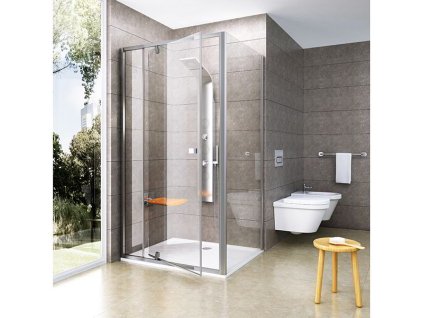 Ravak Pivot pevná stěna PPS, 77-79,5x190 cm, satin, dekor transparent (90G40U00Z1)