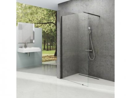 Ravak Walk-In sprchový kout model Wall, 100x200 cm, černá, dekor transparent (GW9WA0300Z1)