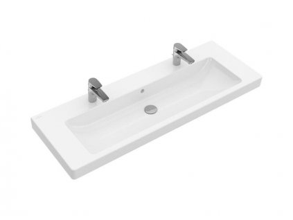 Villeroy & Boch Subway 2.0 umyvadlo 130x47 cm, 2x otvor pro baterii, s přepadem, CeramicPlus, bílá Alpin (7176D2R1)