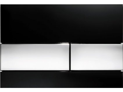 Tece SQUARE skleněné ovládací tlačítko, dvojčinné, sklo černé, tlačítka chrom (9240807)