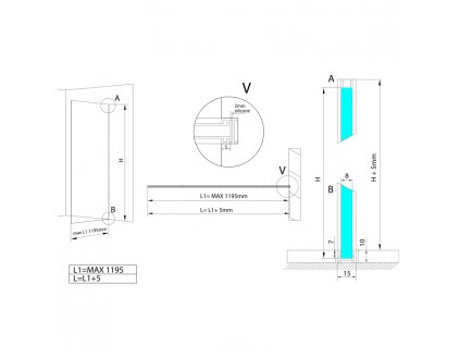 Sada lišt pro uchycení skla ARCHITEX LINE podlaha-stěna, leštěný hliník (AL2112)