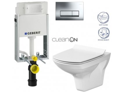 GEBERIT KOMBIFIXBasic vč. chromového tlačítka DELTA 51 + WC CERSANIT CLEANON CARINA + SEDÁTKO 110.100.00.1 51CR CA3