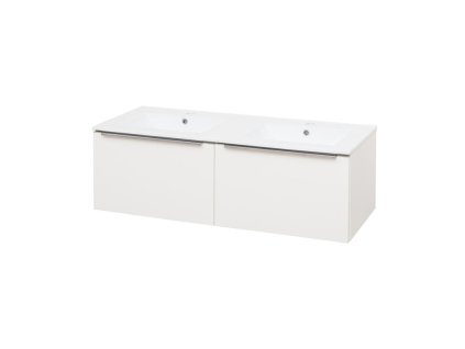 MEREO - Mailo, koupelnová skříňka s keramickým umyvadlem 121 cm, bílá, chrom madlo CN518