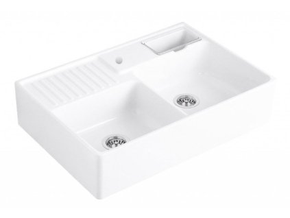 VILLEROY & BOCH - Keramický dřez Double-bowl sink White alpin modulový 895 x 630 x 220 bez excentru 632391R1HL1