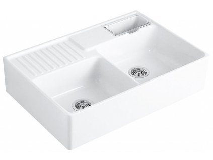 VILLEROY & BOCH - Keramický dřez Double-bowl sink Stone white modulový 895 x 630 x 220 bez excentru 632391RW