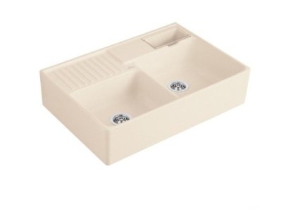 VILLEROY & BOCH - Keramický dřez Double-bowl sink Cream modulový 895 x 630 x 220 bez excentru 632391KR