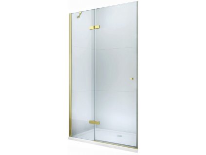 MEXEN - Roma sprchové dveře křídlové 90, transparent, zlatý se stěnovým profilem 854-090-000-50-00