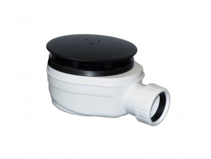 Vaničkový sifon, průměr otvoru 90 mm, DN40, nízký, krytka černá mat (1716B)