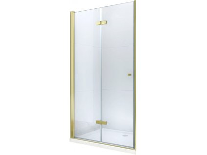 MEXEN - Lima skládací sprchové dveře 90, čiré sklo, zlatý se stěnovým profilem 856-090-000-50-00